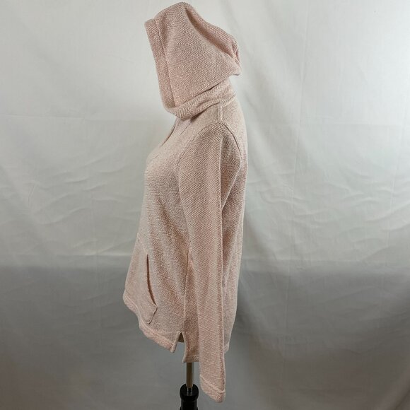 Faherty Hooded Top S Pale Pink Long Sleeve V-Neck Kangaroo Pocket - Picture 6 of 11